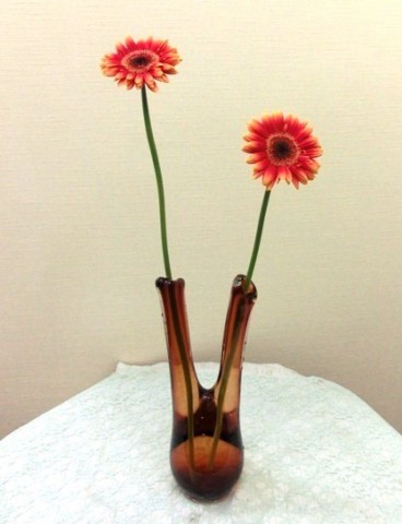 岩田ガラスシリーズ【37】とてもシックな色合いのふたまた花瓶02