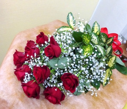 【花束】フラワーバレンタイン「赤バラの花束」